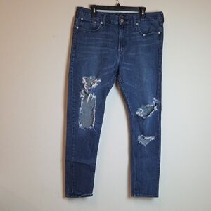 Bullhead Men's Skinny Distressed Indigo Jeans 36/32